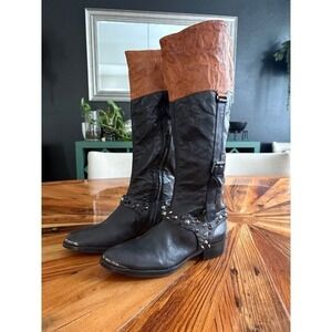 Sam Edelman Women's Park Leather Studded Knee High Riding Boots Black 8M